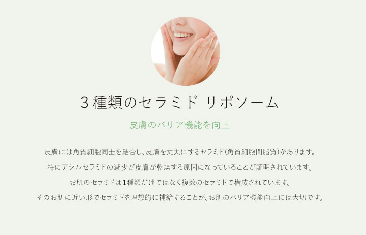 3種類のセラミド リポソーム 皮膚のバリア機能を向上