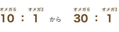 オメガ６、オメガ３　10 ： 1～30：1