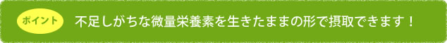 不足しがちな微量栄養素を生きたままの形で摂取できます！
